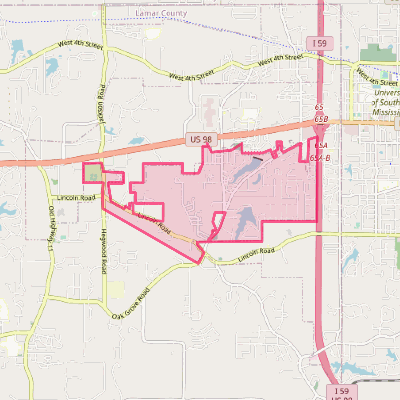 Map of West Hattiesburg