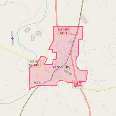 Map of Yazoo City