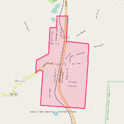 Map of Corning