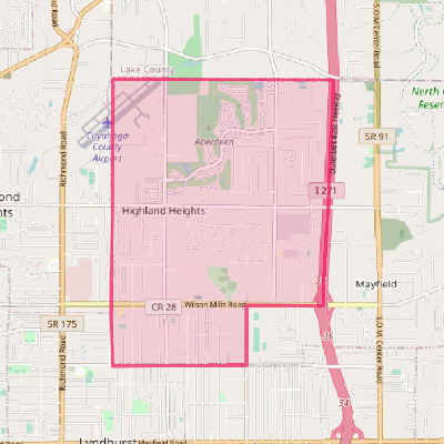 Map of Highland Heights