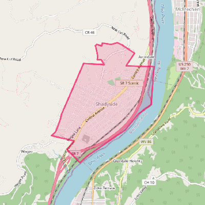 Map of Shadyside