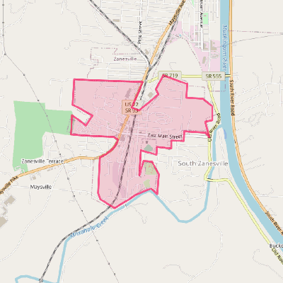 Map of South Zanesville