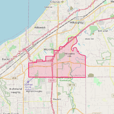 Map of Willoughby Hills