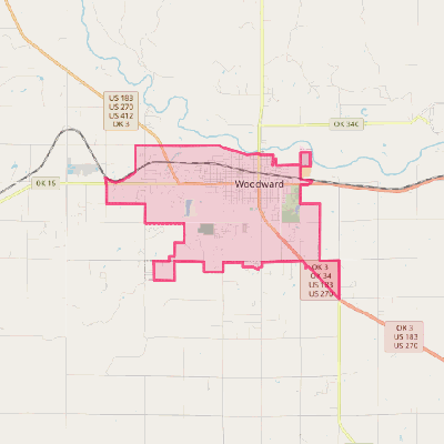 Map of Woodward