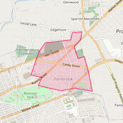 Map of Penbrook