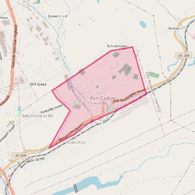 Map of Port Carbon