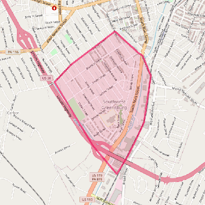 Map of Southwest Greensburg