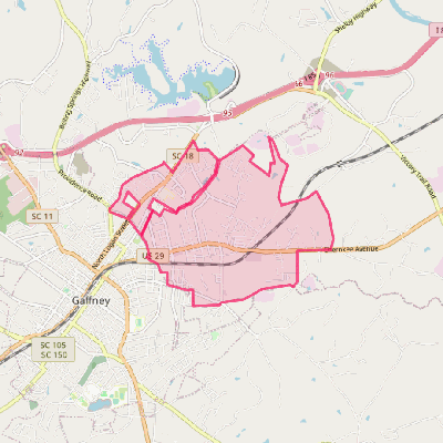 Map of East Gaffney