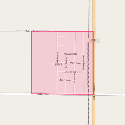 Map of Tulare