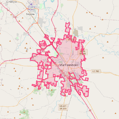 Map of Murfreesboro