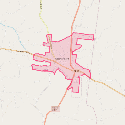 Map of Westmoreland