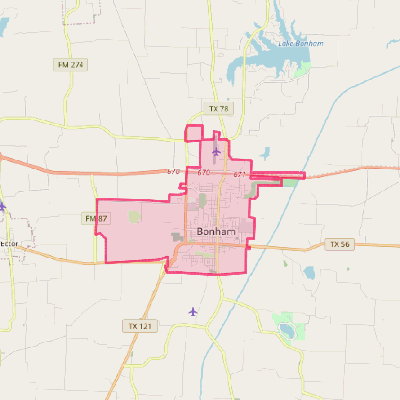 Map of Bonham