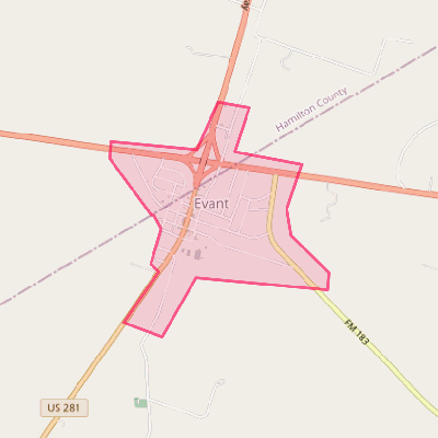 Map of Evant