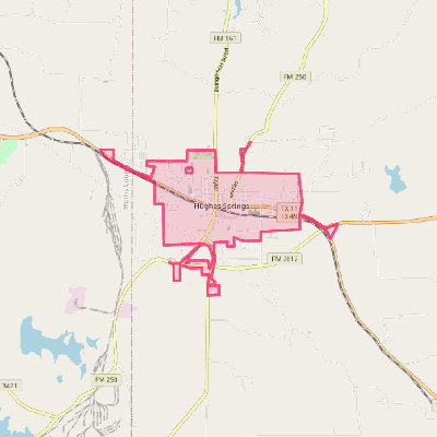 Map of Hughes Springs