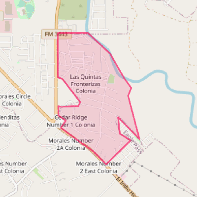 Map of Las Quintas Fronterizas