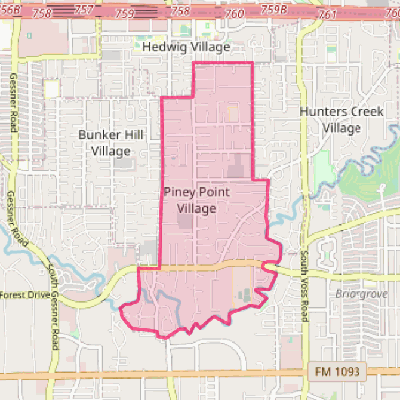 Map of Piney Point Village