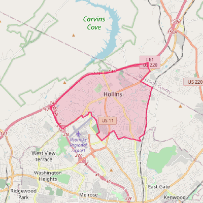 Map of Hollins