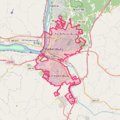 Map of Parkersburg