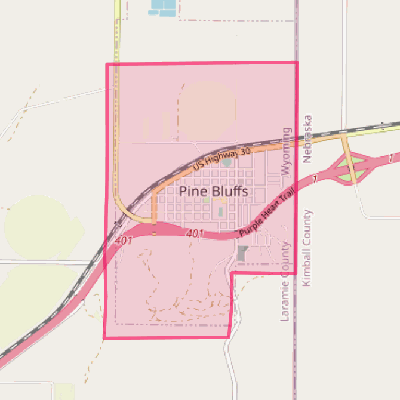 Map of Pine Bluffs