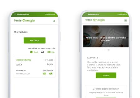 pantallas web móvil de Feníe Energía