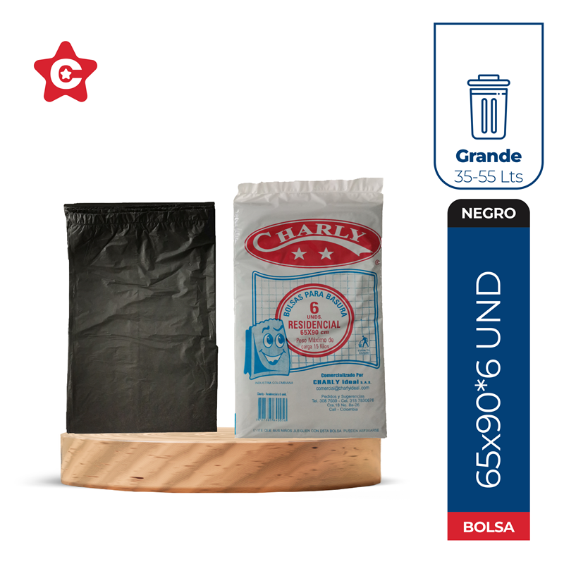 Bolsa Charly*6Und 65*90Cms Negra Residen