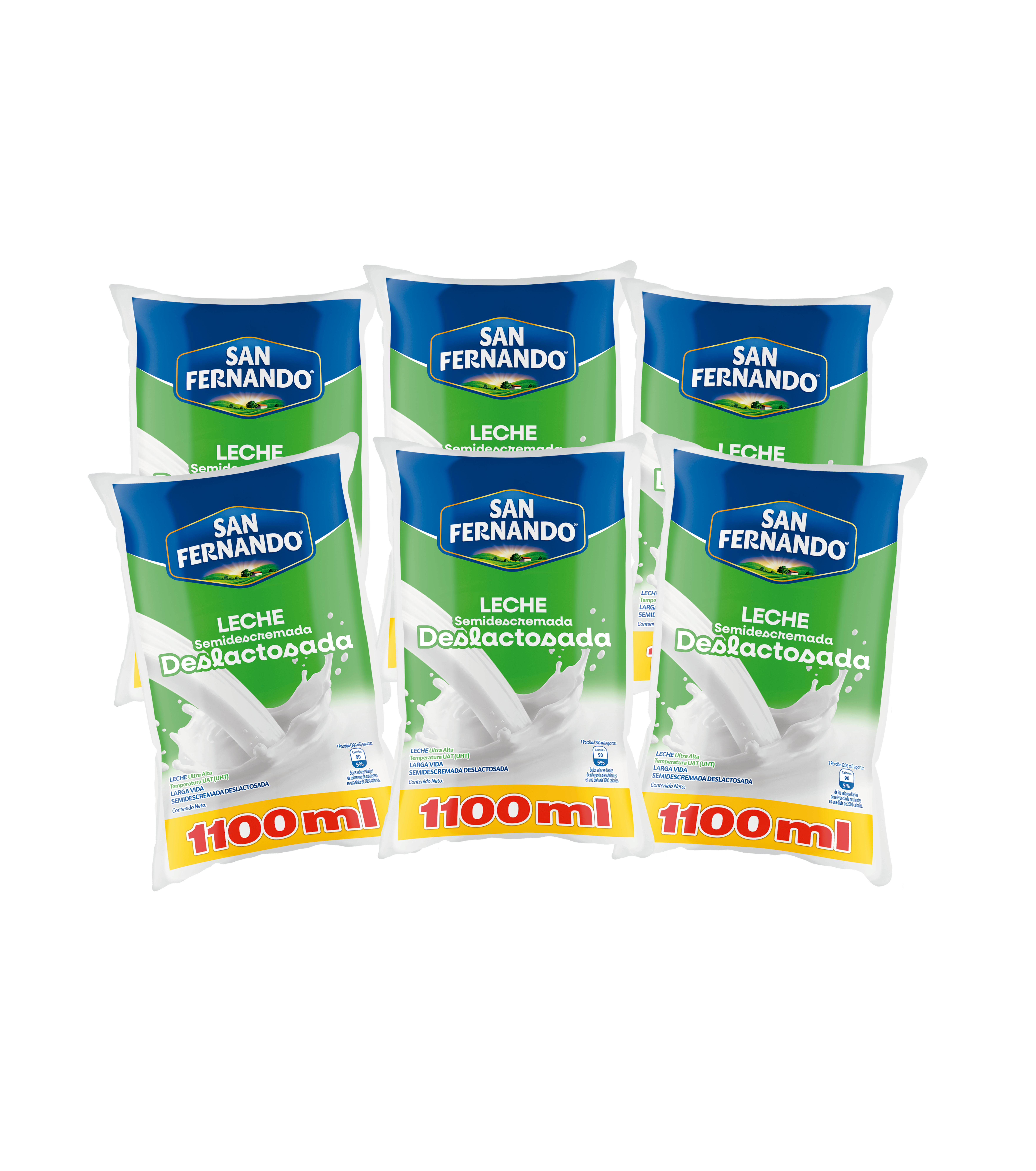 Leche San Fernando Deslactosada Uht Bolsa*1100Ml*6Und