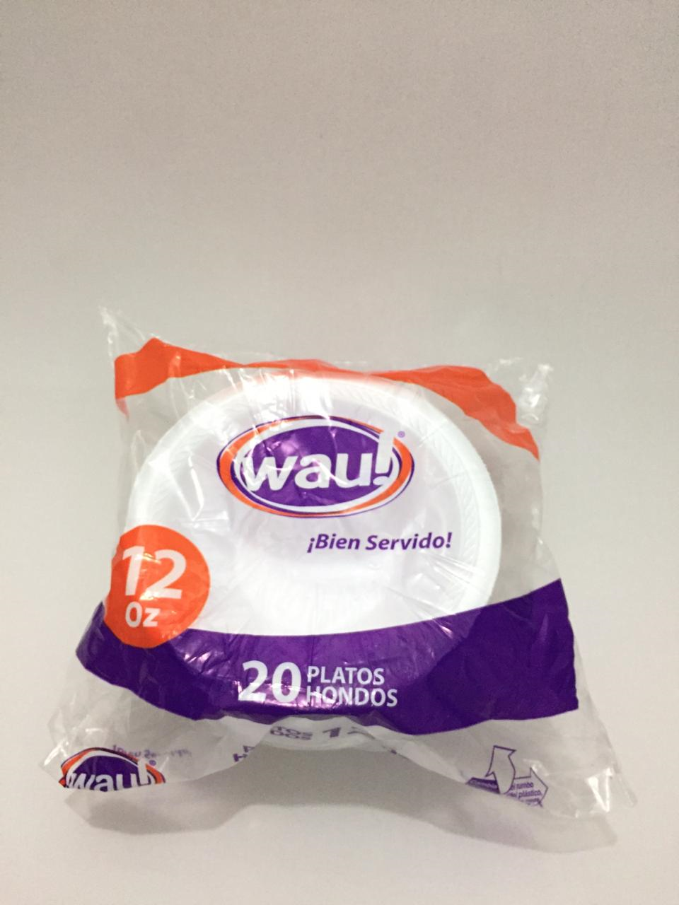 Plato Wau! Hondo*12Oz*20Und Espumado