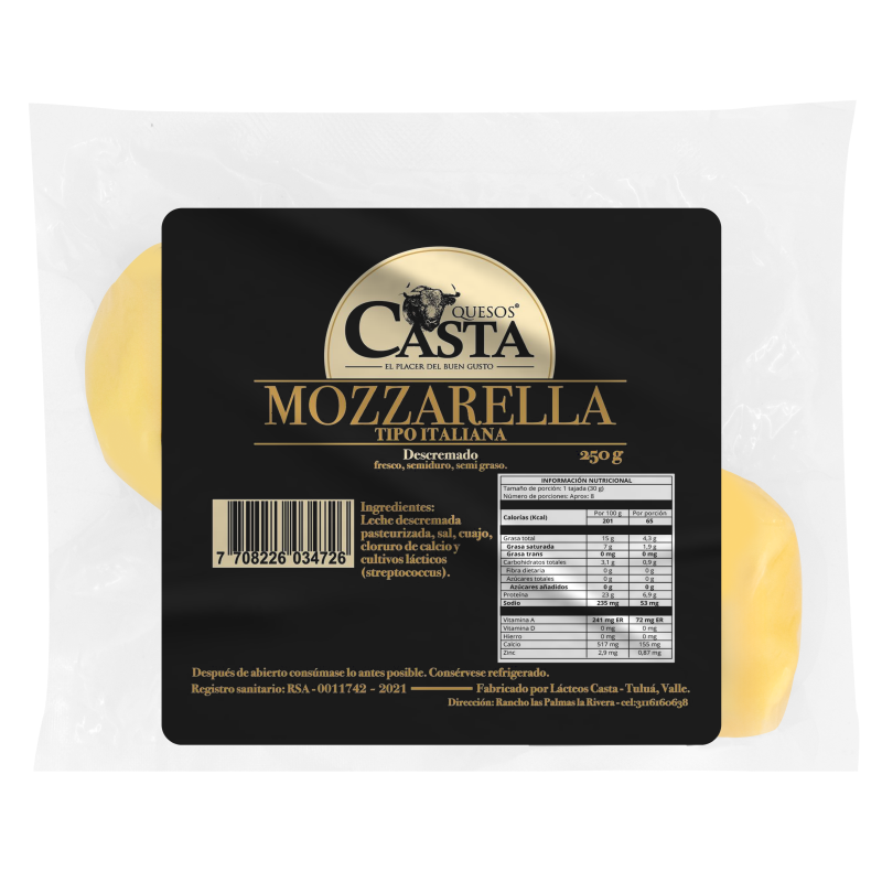 Queso Casta*250G Mozarella Trenza