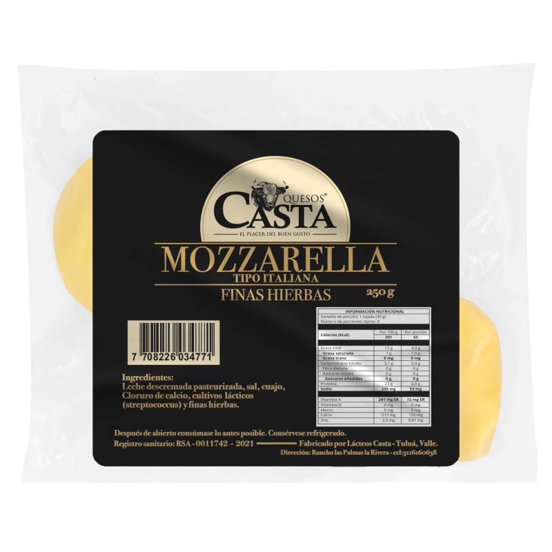 Queso Casta*250G Mozarella Trenza Finas Hierbas