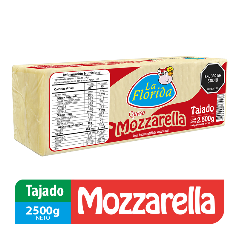Queso La Florida Mozarella Tajado* Kilo