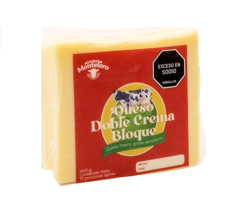 Queso Doble Crema Bloque Monteloro*400G