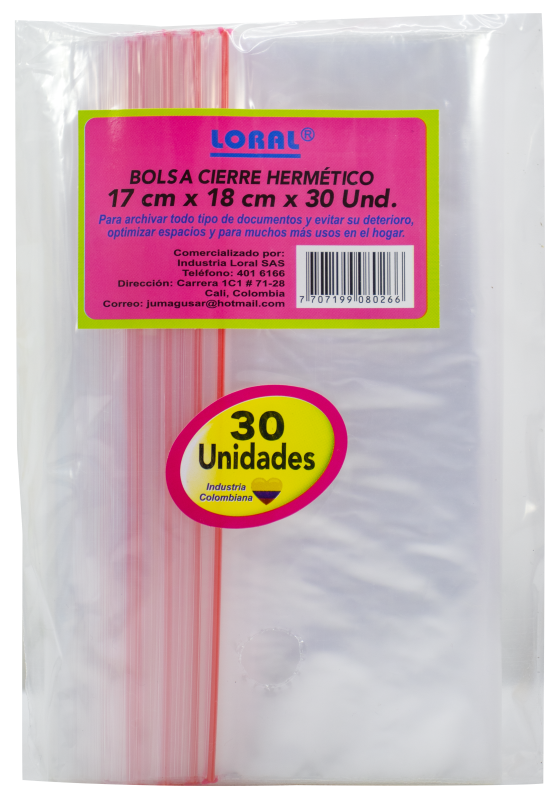 Bolsa Loral Con Cierre Hermético * 30Und 17 * 18Cms