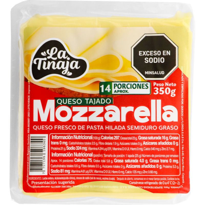Queso La Tinaja Mozarella Tajado *350G