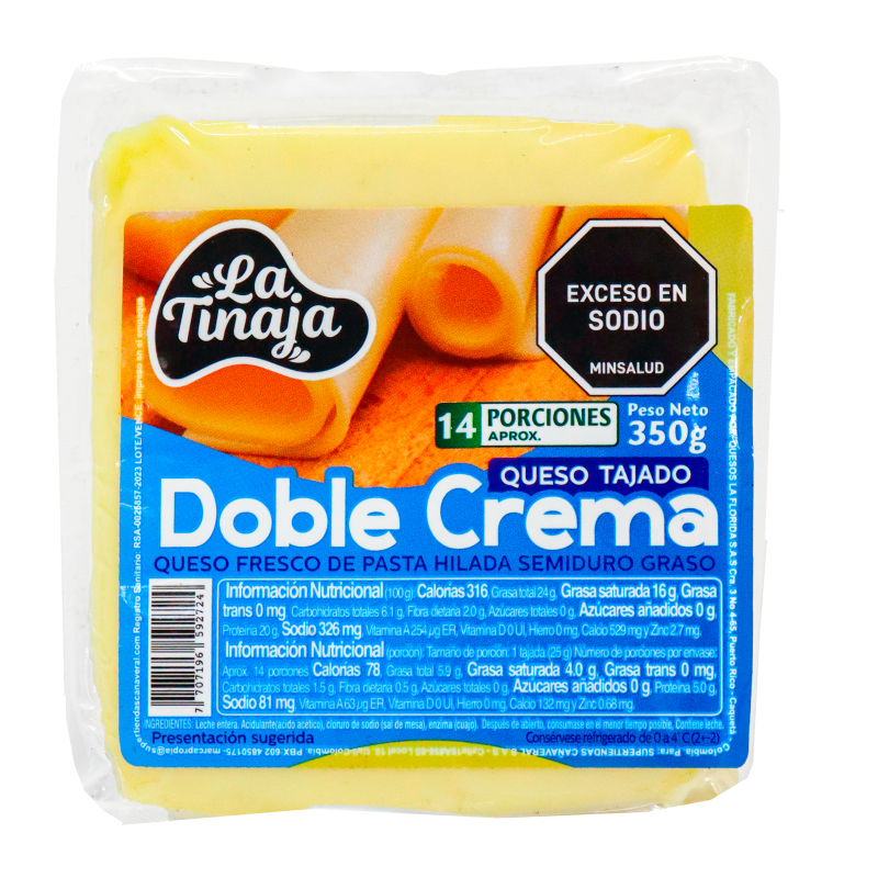 Queso La Tinaja Doble Crema Tajado *350G