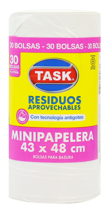 Bolsa Task Blanca Mini Papelera*30Und 43*48Cms