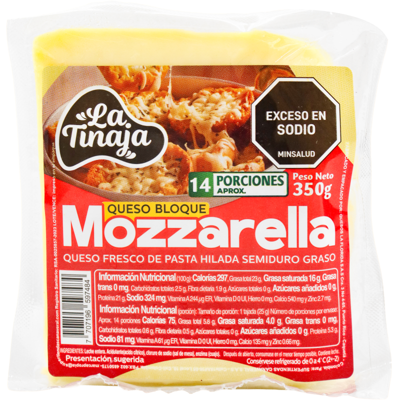 Queso La Tinaja*350G Mozarella Bloque