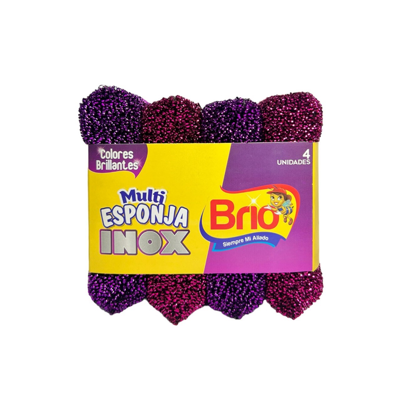 Esponja Brío Inox Color Brillante*4Und
