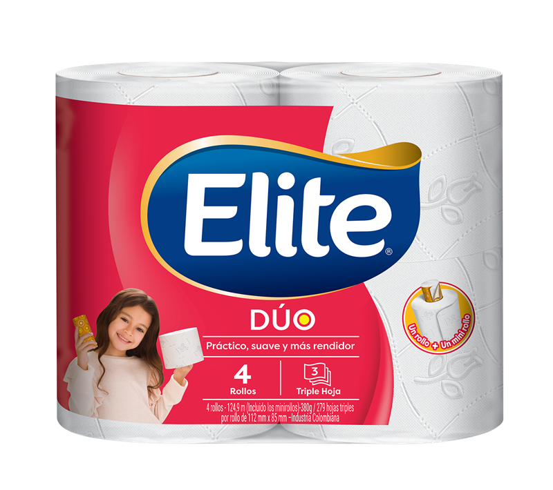 Papel Higienico Elite Duo * 4 Unidades 124.9 Metros Triple Hoja