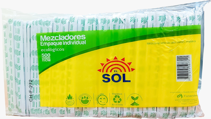 Mezcladores Empaque Indiv Ecologicos El Sol*500Und