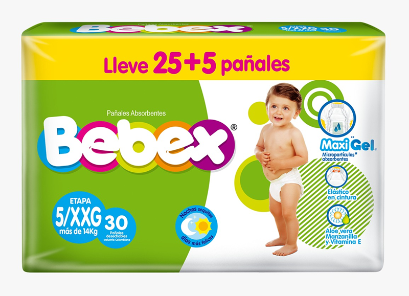 Pañal Bebex Xxg*25Und Lleve 30Und