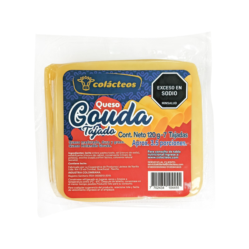 Queso Colacteos Holandes Gouda Tajado*120G