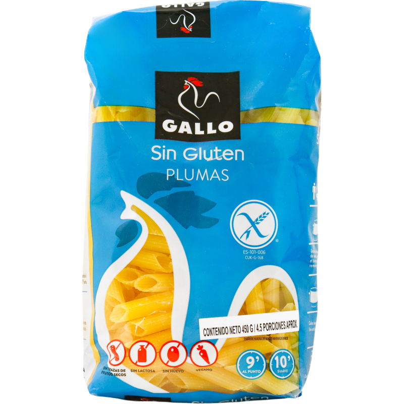 Pasta Gallo*450G Plumas Sin Gluten