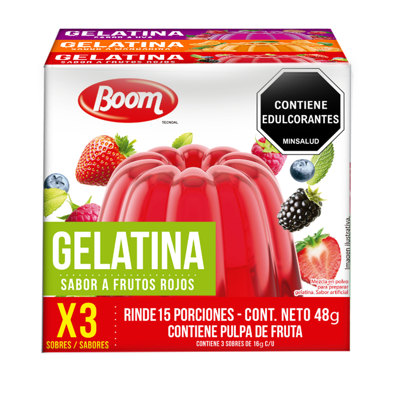 Gelatina Boom*16G*3Und Uva/Mandar/F/Rojo