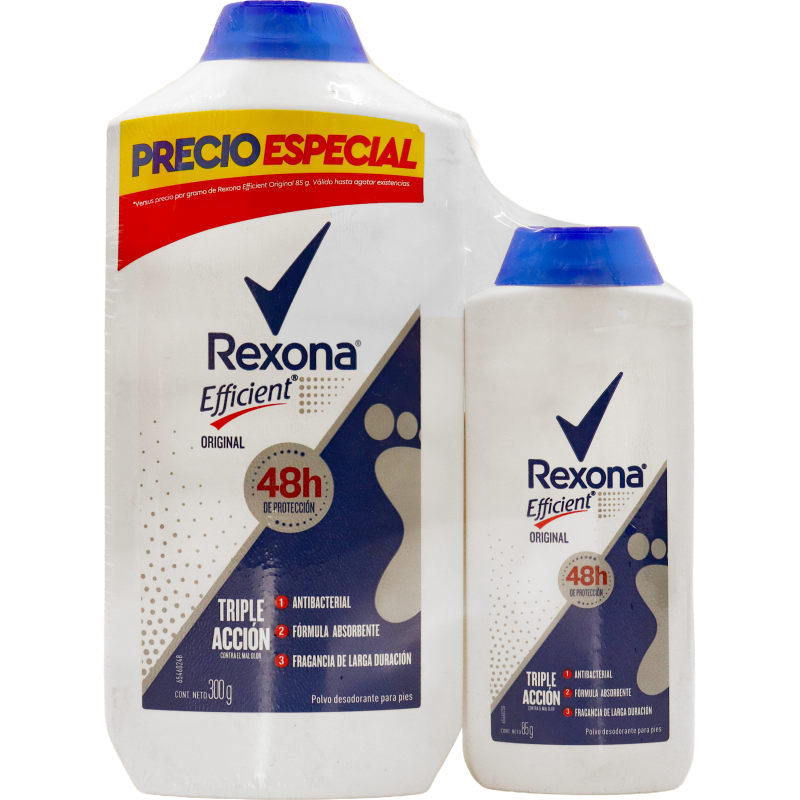 Talco Rexona Efficient * 300g Mas Talco * 85g Original Precio Especial