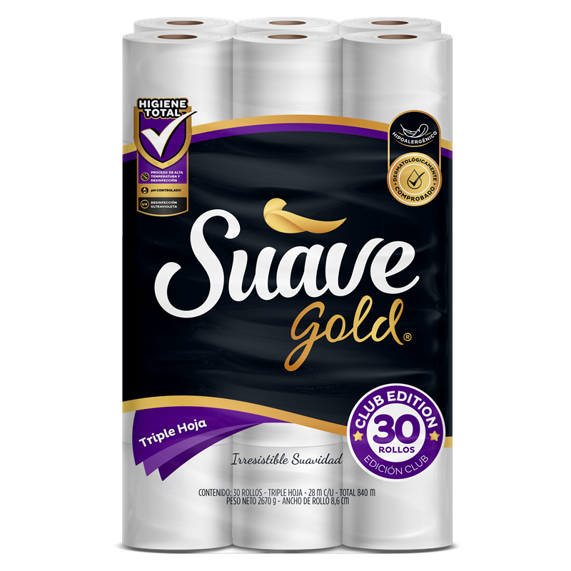 Papel Higienico Suave Gold*28M*30Roll Triple Hoja