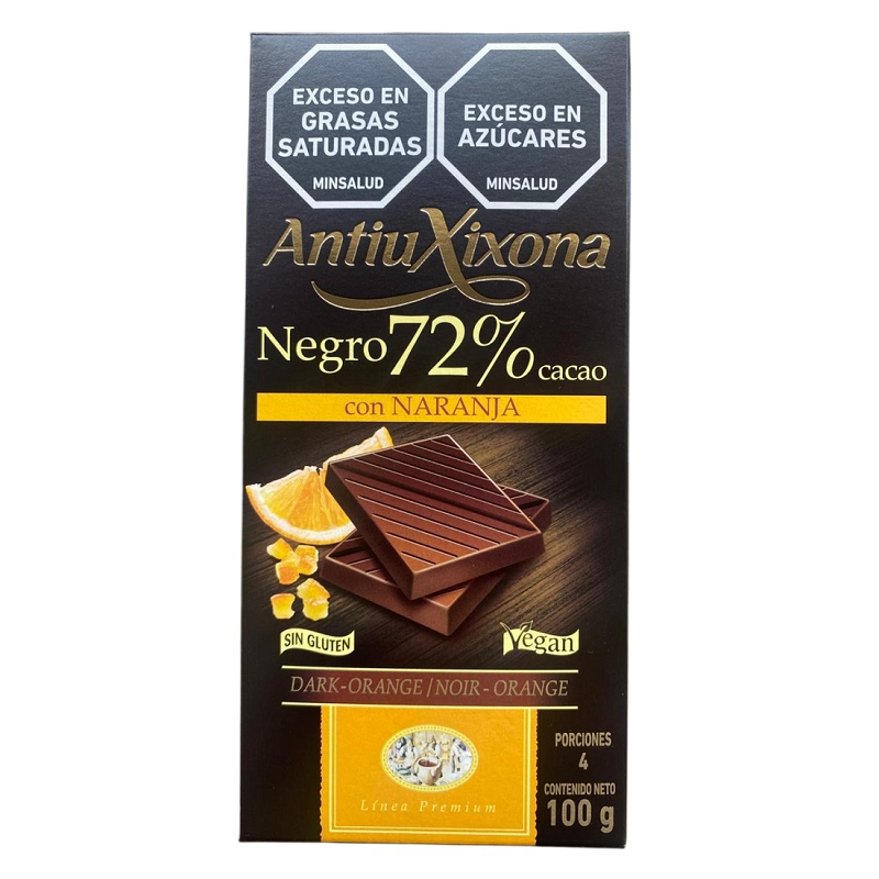 CHOCOLATE ANTIUXIXONA*100g NARANJA 72% CACAO