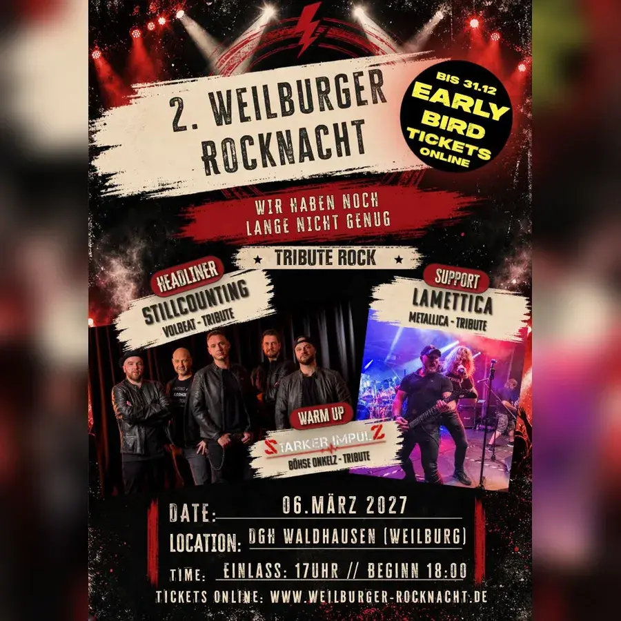 Flyer: 2. Weilburger Rocknacht – Tribute Night