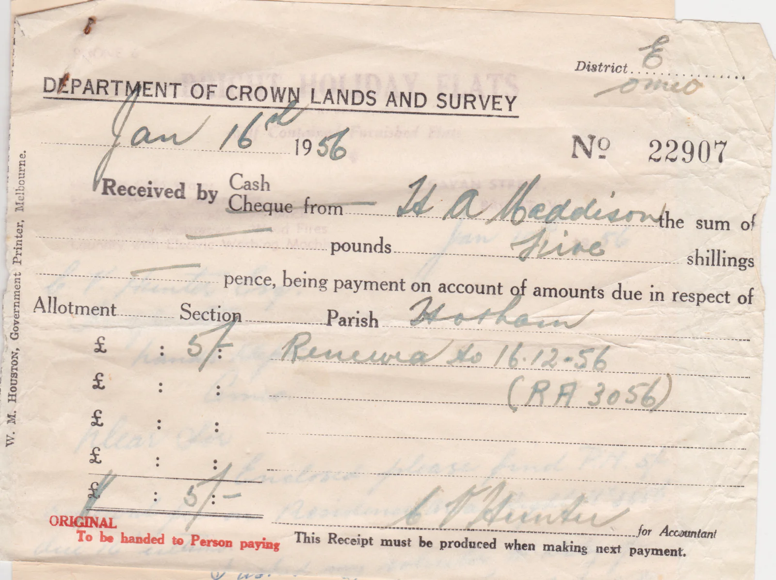 Maddison receipt 16.01.56