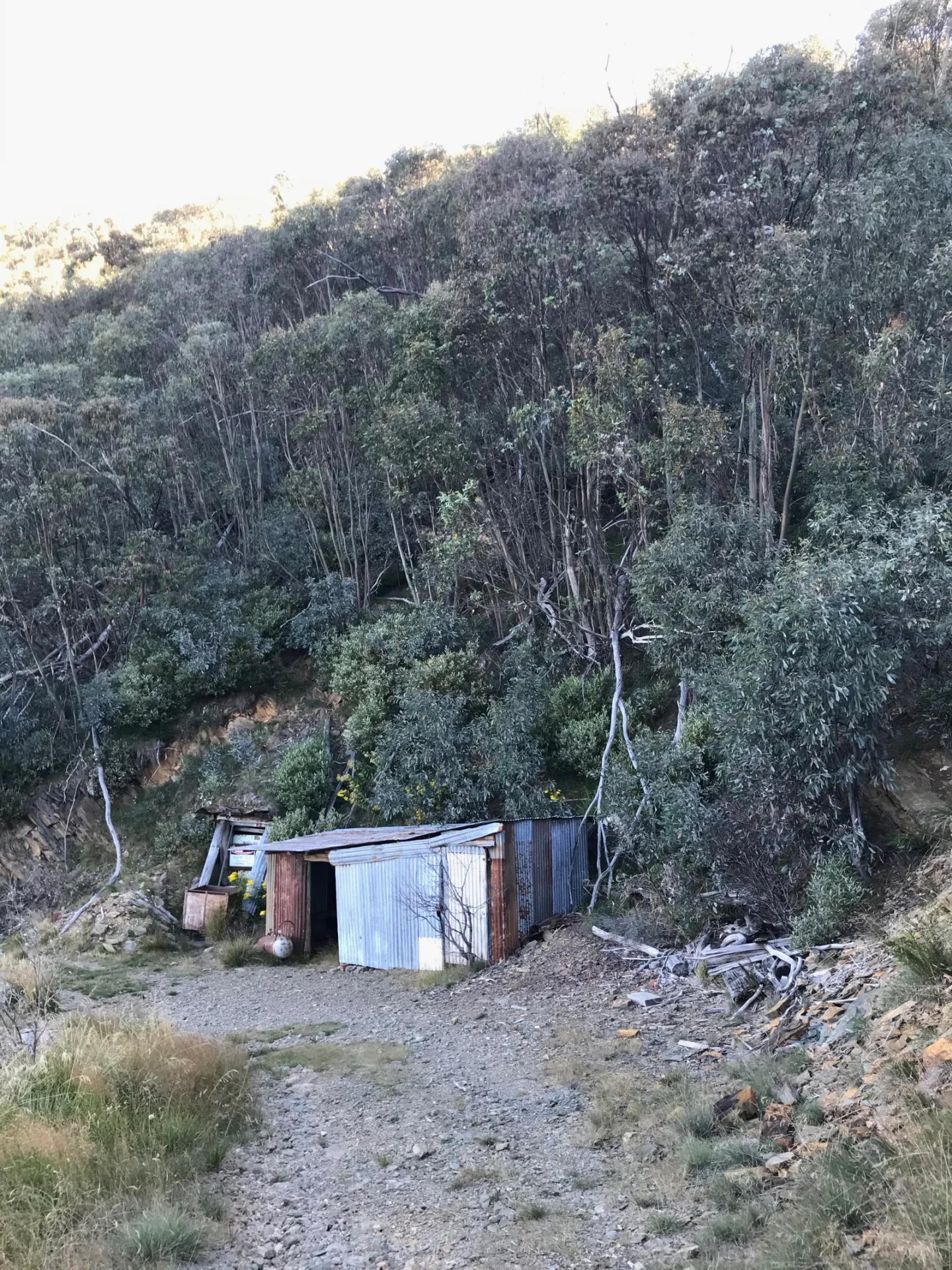 Shed and hillside