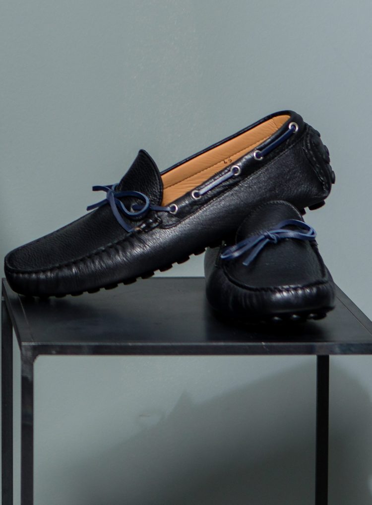 black leather loafer shoes
